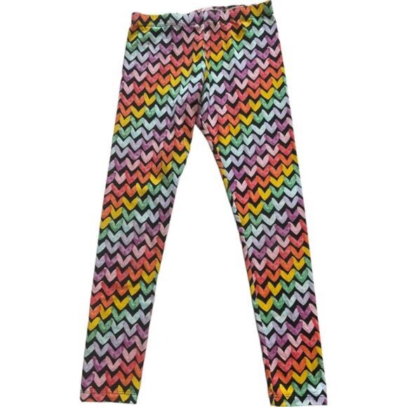 Colorful Chevron Print Girls Leggings L (10-12) Cotton/Spandex Wonder Nation - Picture 8 of 13